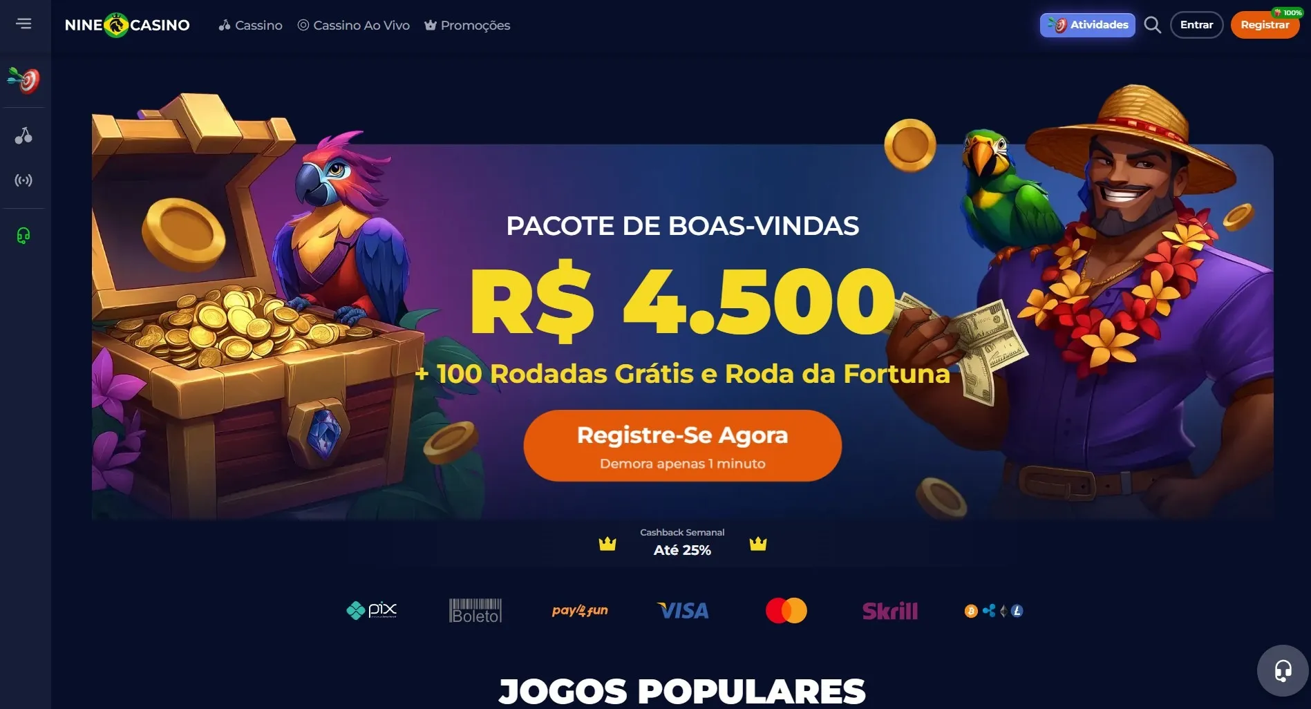 Site oficial do Nine Cassino