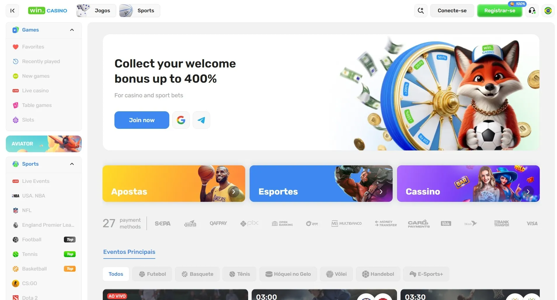 Site oficial do Win Cassino